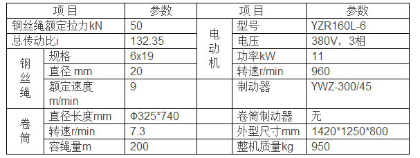 JM5T型卷揚(yáng)機(jī)參數(shù)圖